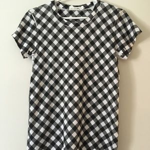 rag & bone black + white gingham print cotton crew tee S